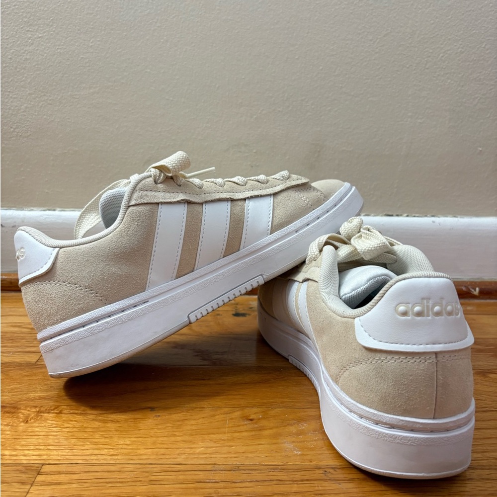 Adidas Beige and White Campus Sneakers